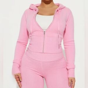 Sweater Zip-Up Hoodie and Low Rise Pants Set Size Xs NWT